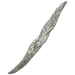 Henri-Edmond Becker, Silvered Bronze Letter-Opener Highlighted with Gold, Signed