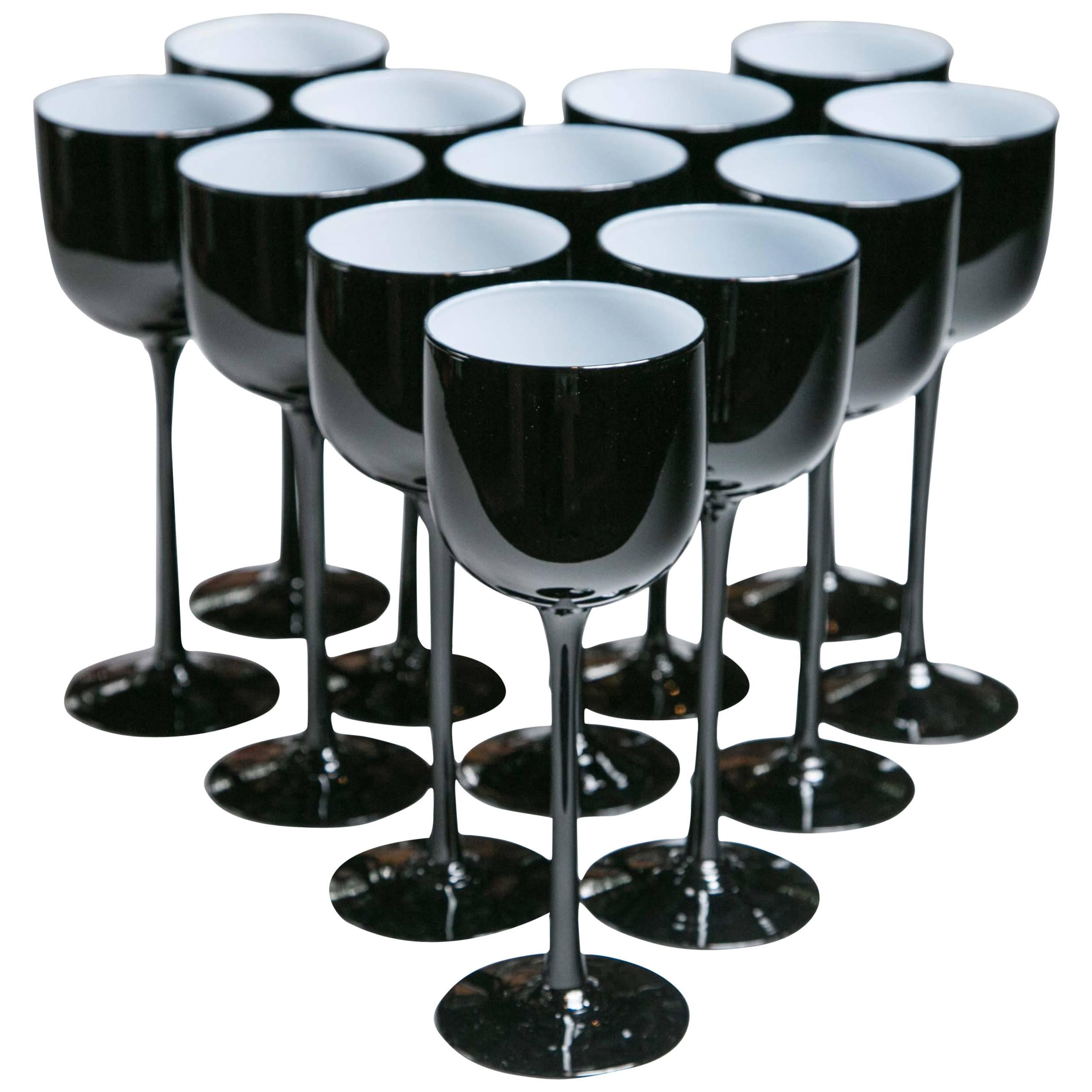 Set of 12 Carlo Moretti Cased Glass Black Wine Glasses at 1stDibs | carlo  moretti wine glasses