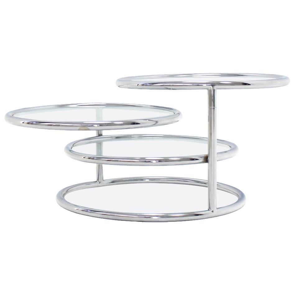 Mid-Century Modern Circular Adjustable Coffee Table