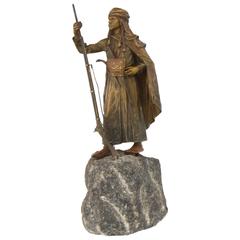Vienna Bronze Sculpture of an Arabian Soldier by Franz Bergman