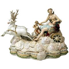 Meissen Luna in Chariot on Clouds by Kaendler for Czarina Katharina, circa 1870 11