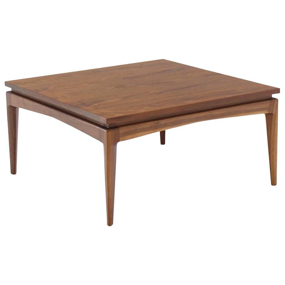 Nice Solid Design Square Walnut Coffee Table For Sale