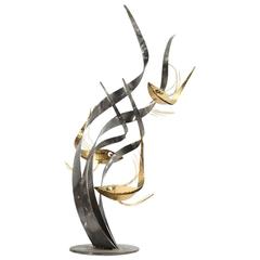 Brass and Steel Sculpture in the Style of Curtis Jere 4