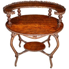 Heywood Bros & Co Oak Two-Tier Wicker and Oak Oval Table