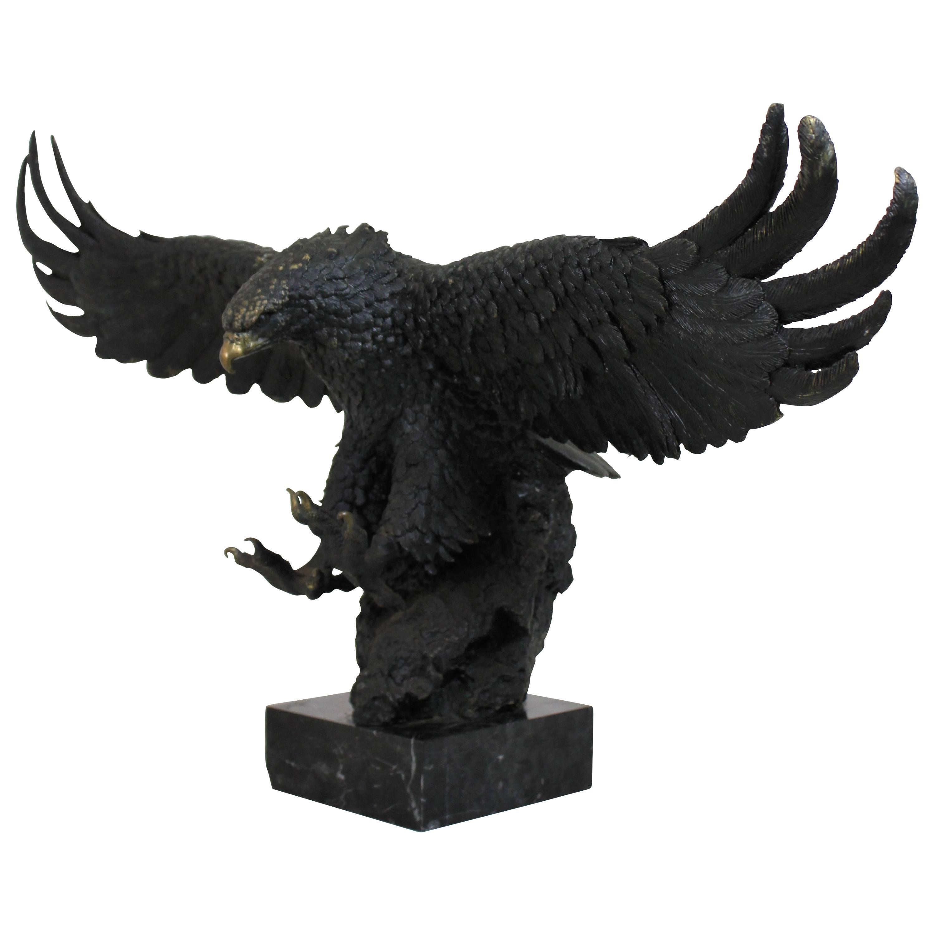 Large Painted Bronze Eagle