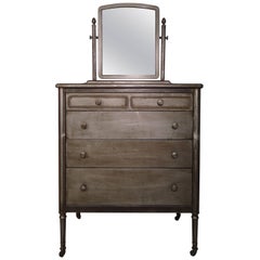 Restored Metal Dresser with Pull-Out Vanity Table