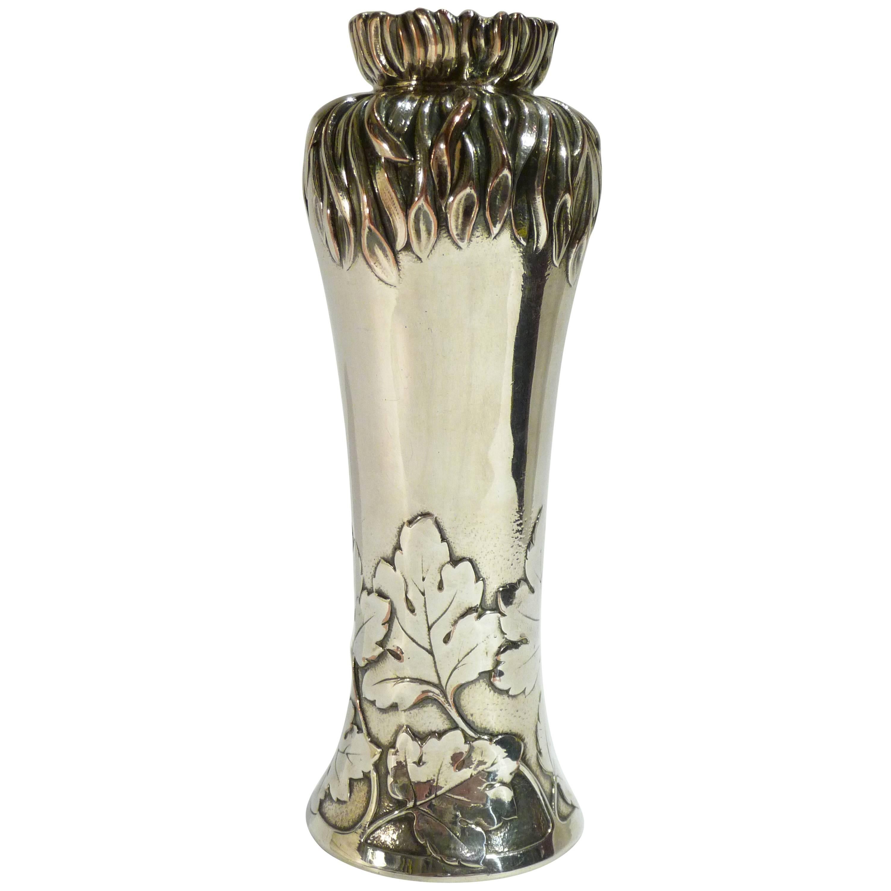 Christofle & Cie, an Art Nouveau Silvered Bronze Vase For Sale