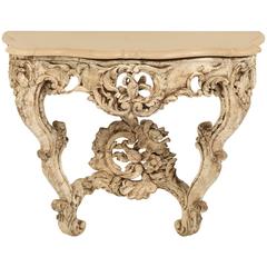 Antique Italian Painted Console with It's Original Scagliola Top 3