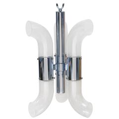 Murano Bollicine Glass Tubes and Chrome Chandelier by Carlo Nason 11