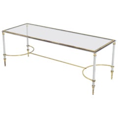 Glass Chrome and Brass Mid-Century Modern Rectangle Coffee Table