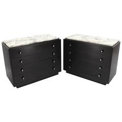 Pair of Marble-Top American Mid-Century Modern Bachelor Chests 12