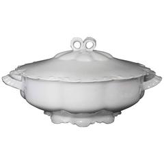 Haviland China Limoges Ranson White Pattern Oval Soup Tureen and Lid, Rare