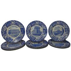 Retro Wedgwood China Massachusetts Institute of Technology Complete Set of 12 Plates