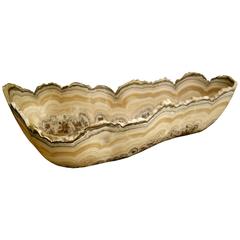 Large Banded Aragonite Carved Bowl or Centerpiece