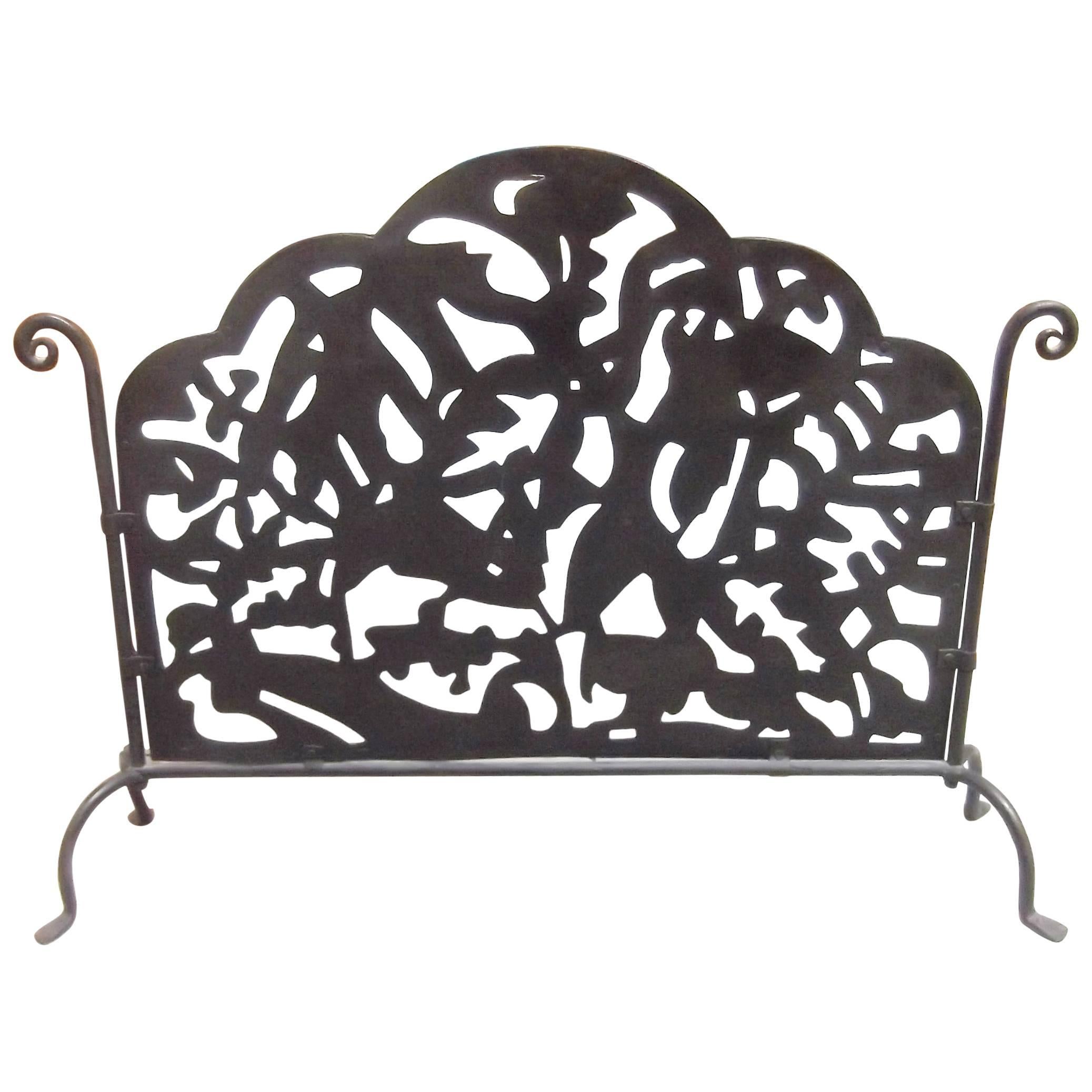 Early 20th Century Hand-Forged and Pierced Fire Screen