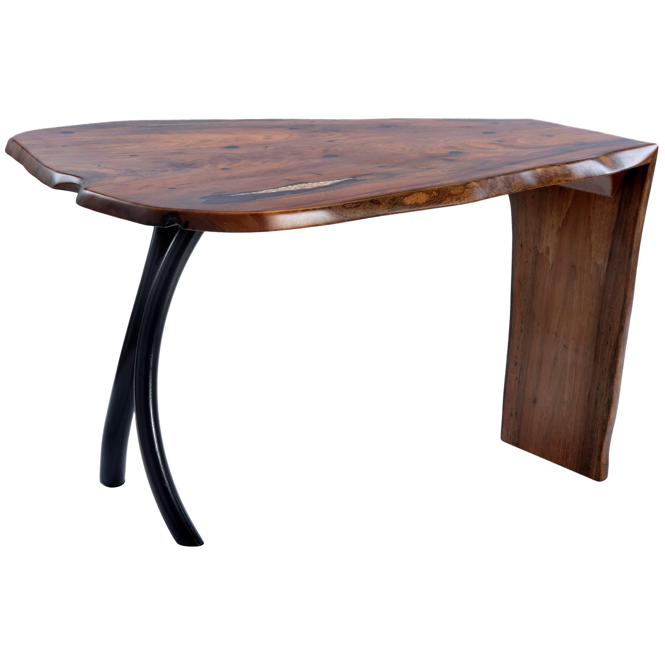 Contemporary Table in Mango Wood, Pearls and Forged Steel by Steve Tobin