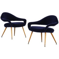 Pair of Rare Italian Lounge Chairs by Gastone Rinaldi Armchair Model DU 55 P