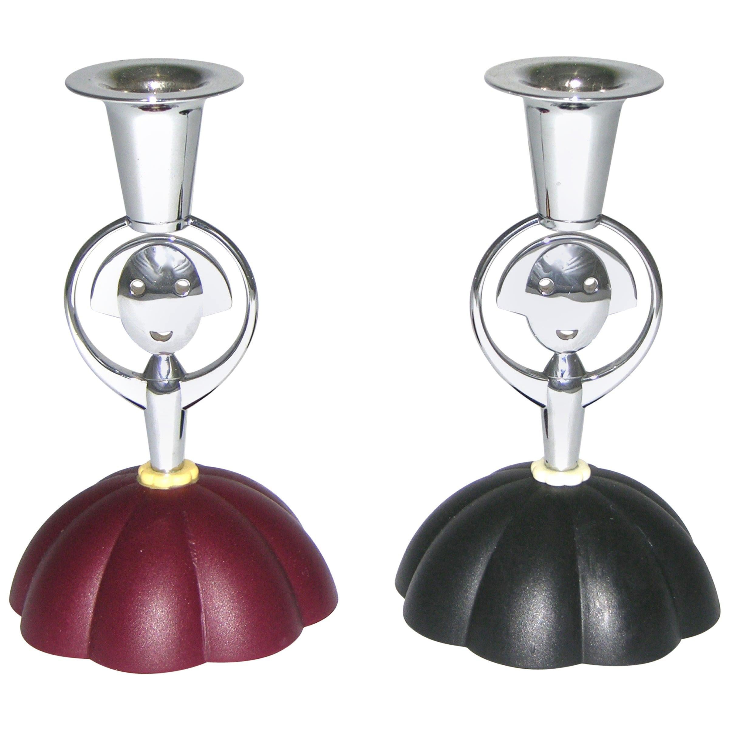 Alessi Alessandro Mendini 1999 Italian Pair of Red and Blue Chrome  Candlesticks For Sale at 1stDibs | alessi candle holders, alessi  candlesticks, alessandro alessi