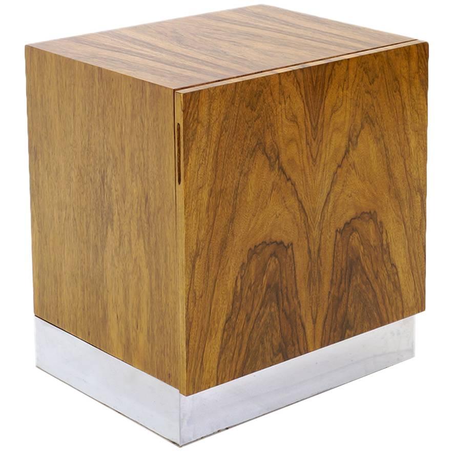 Milo Baughman for Thayer Coggin Rosewood with Chrome Base Nightstand/ Side Table