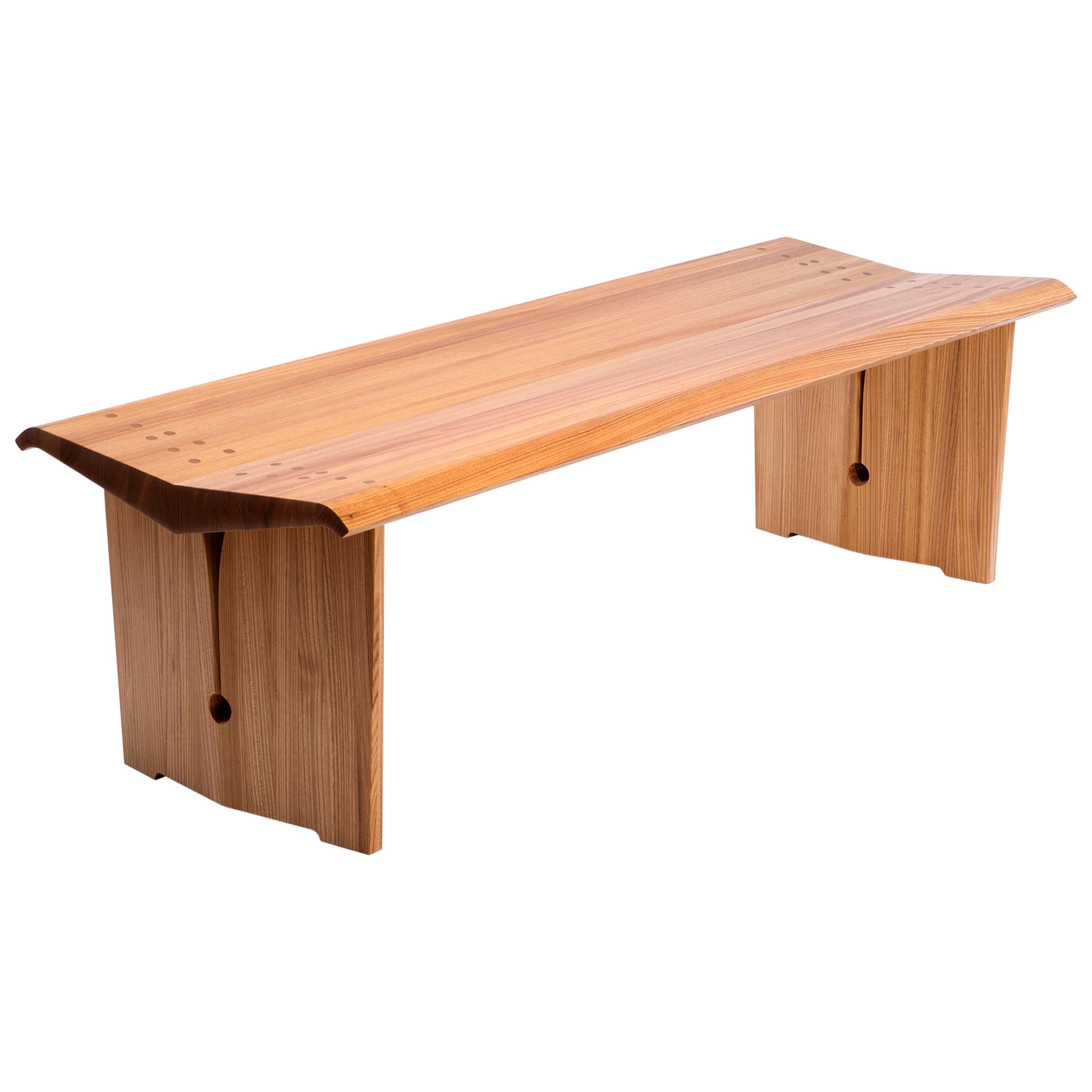 Contemporary Stingray Bench in Red Elm Wood