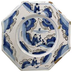Early English Pottery Delftware Plate London, Late 17th Century Period