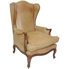 Louis XVI Style Leather Wing Chair