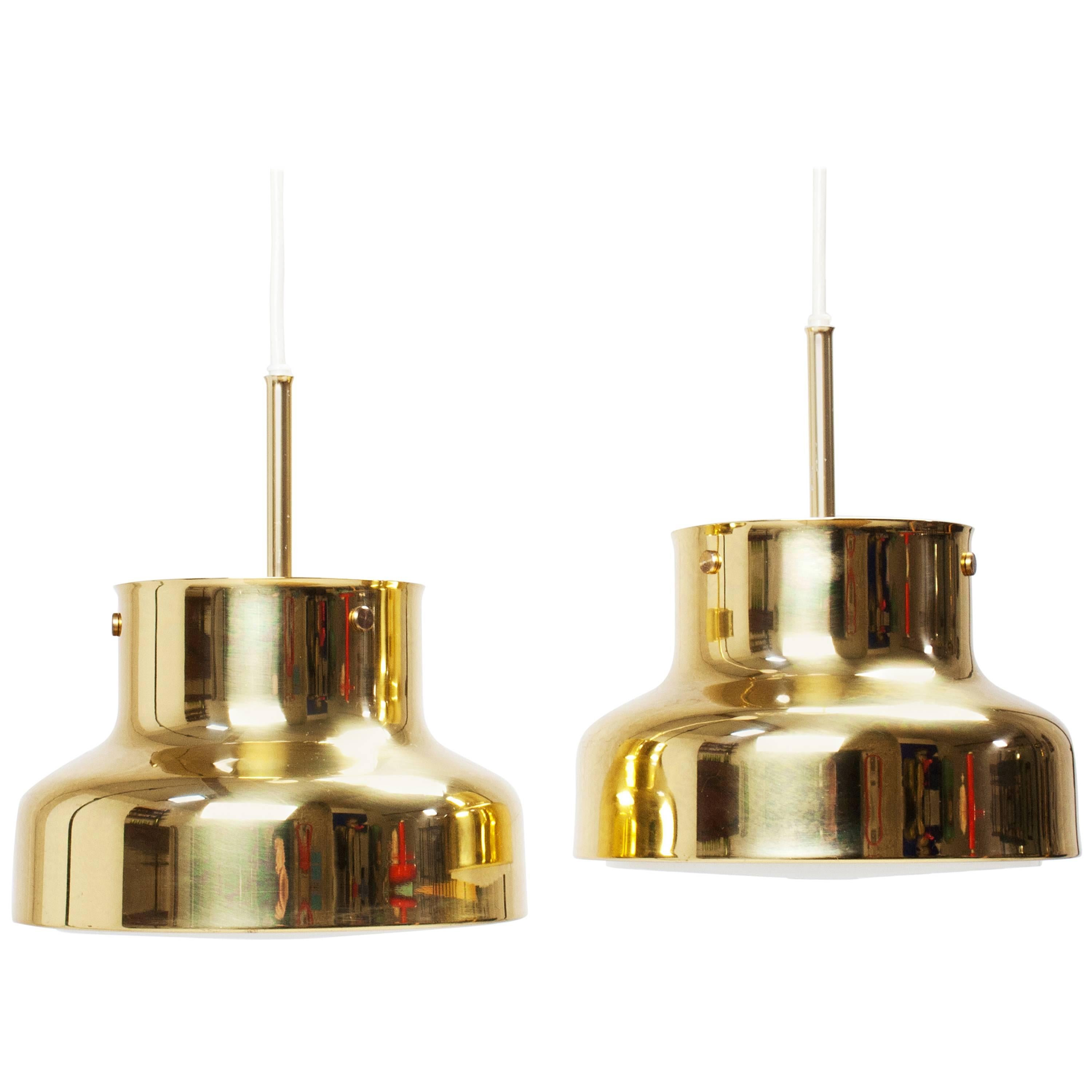Pair of Bumling Pendants in Brass by Anders Pehrson for Ateljé Lyktan