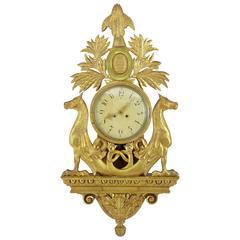 Antique Fine 19th Century Gilt Carved Swedish Wall Clock