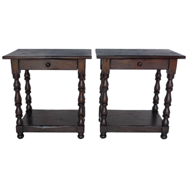 Dos Gallos Custom Side Tables Nightstands With Turned Legs Drawer And Shelv