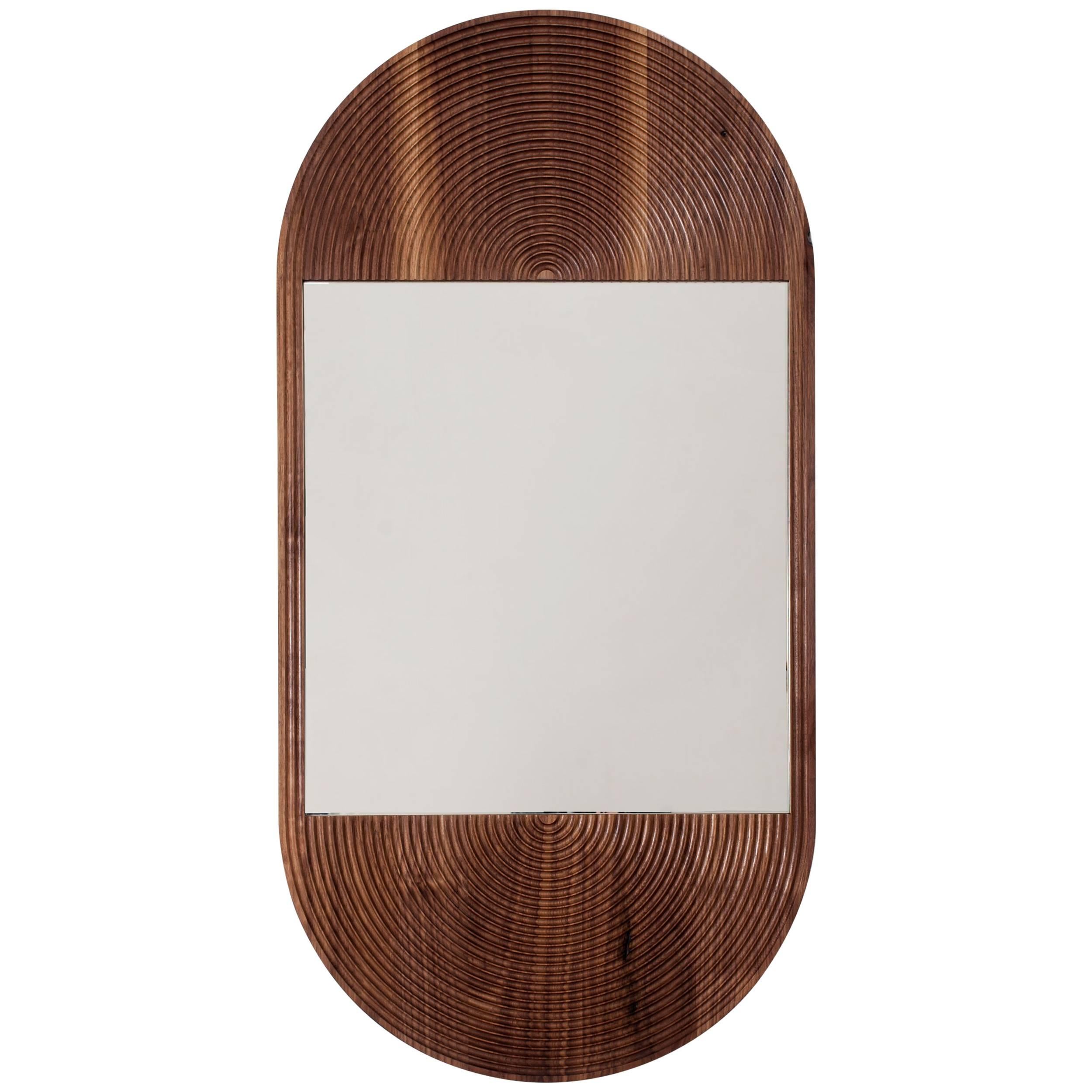 June Mirror, Large in Carved Walnut and Hand-cut Mirror