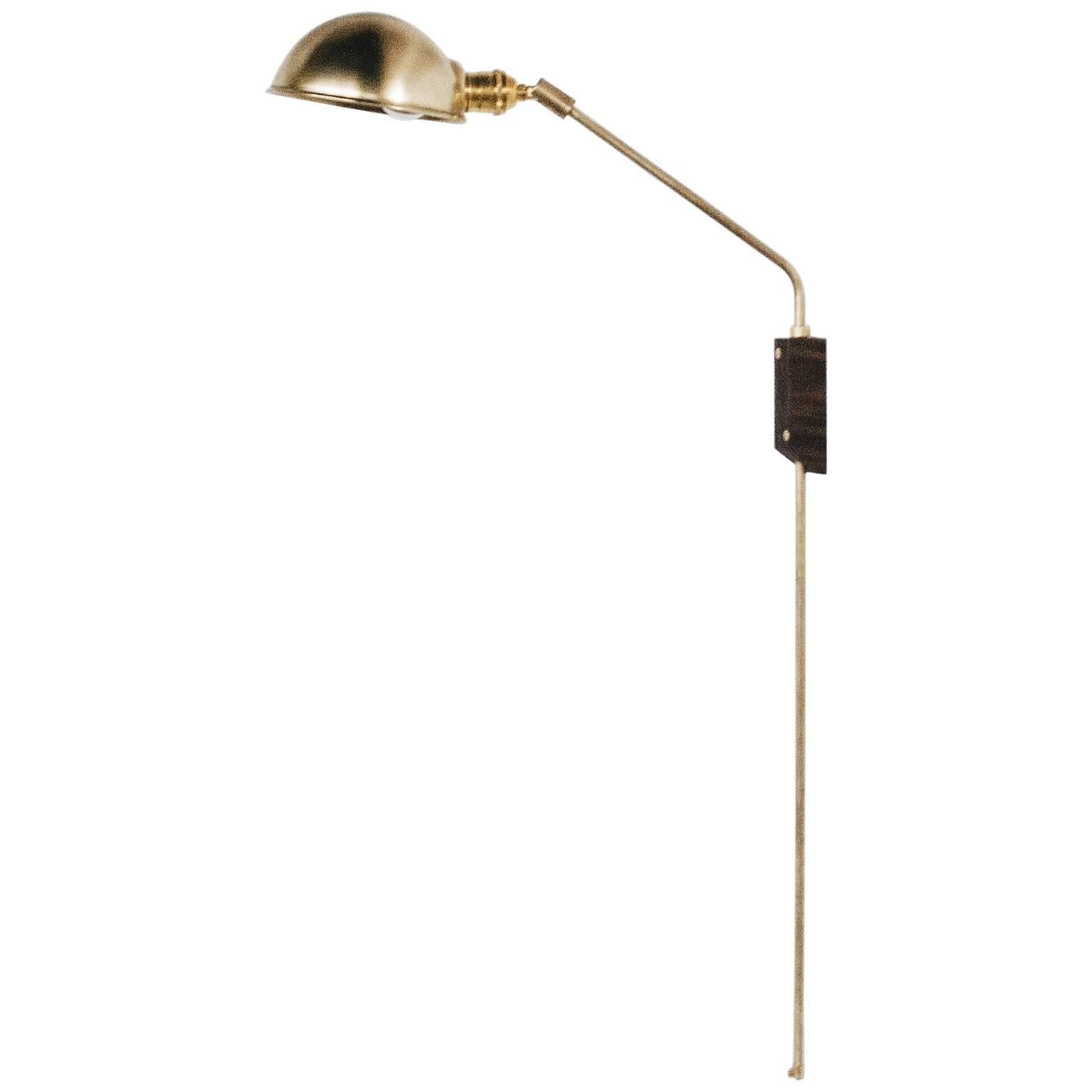 Atlas 45 Sconce in Brushed Brass and Oiled Walnut For Sale