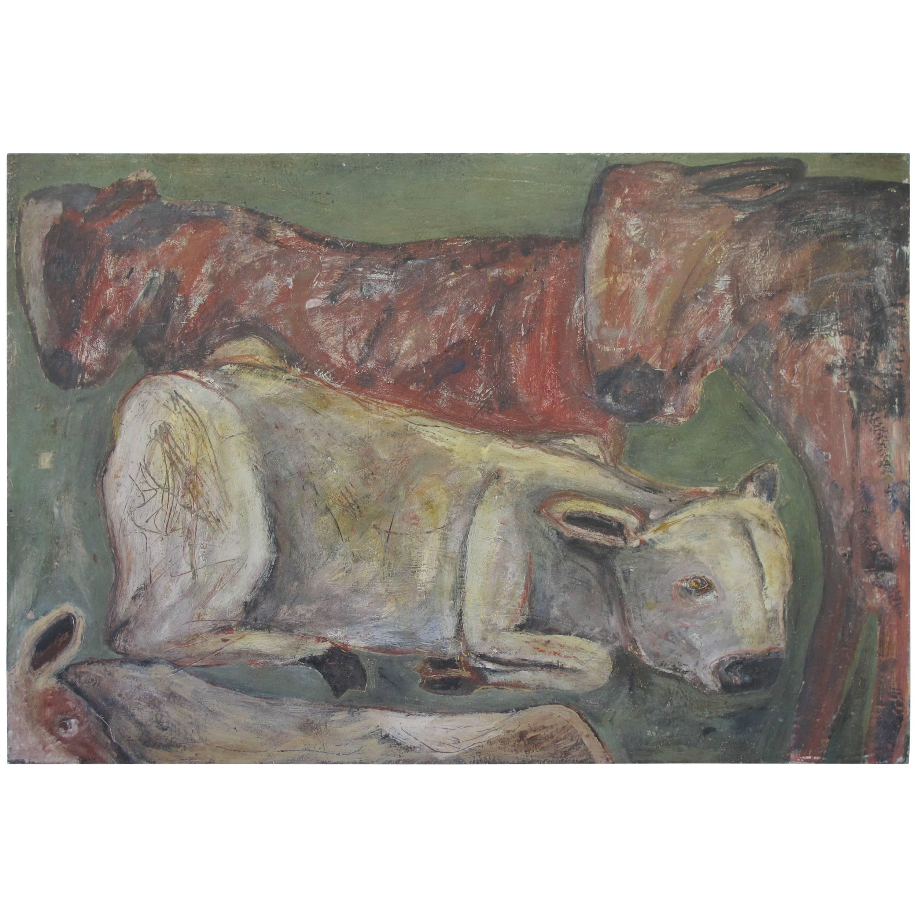 "Grazing" Painting of Cows by Terry Turrell For Sale