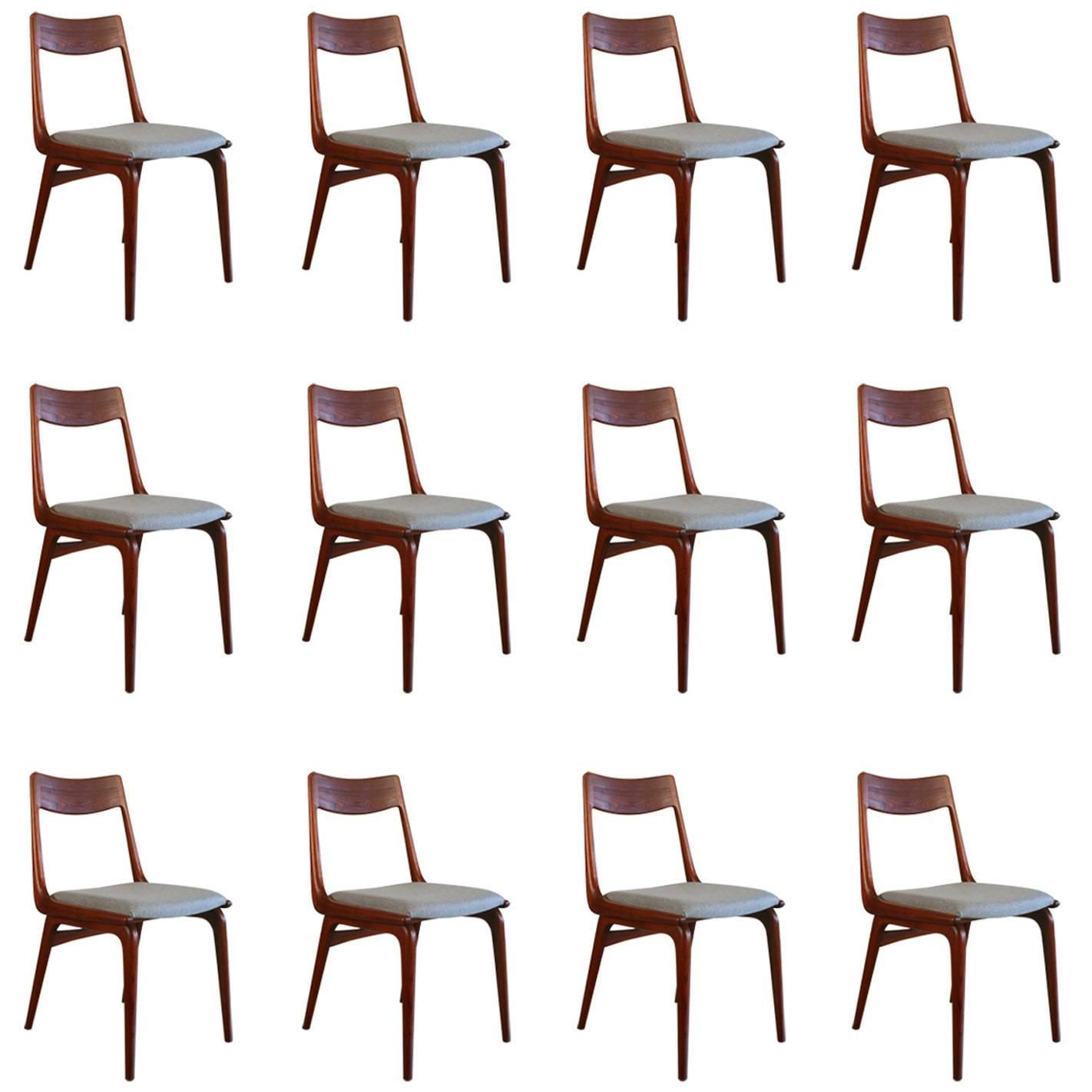 Vintage Danish Teak Boomerang Style Dining Chairs by Erik Christensen  For Sale