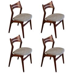 Set of Four Vintage Danish Teak Dining Chairs by Erik Buck