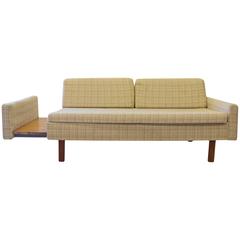 Mid-Century Loveseat with Pull-Out Side Table