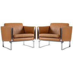 Pair of Hans Wegner JH-801 Lounge Chairs