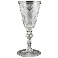 Antique Early 18th Century Russian Engraved Empress Anna Goblet