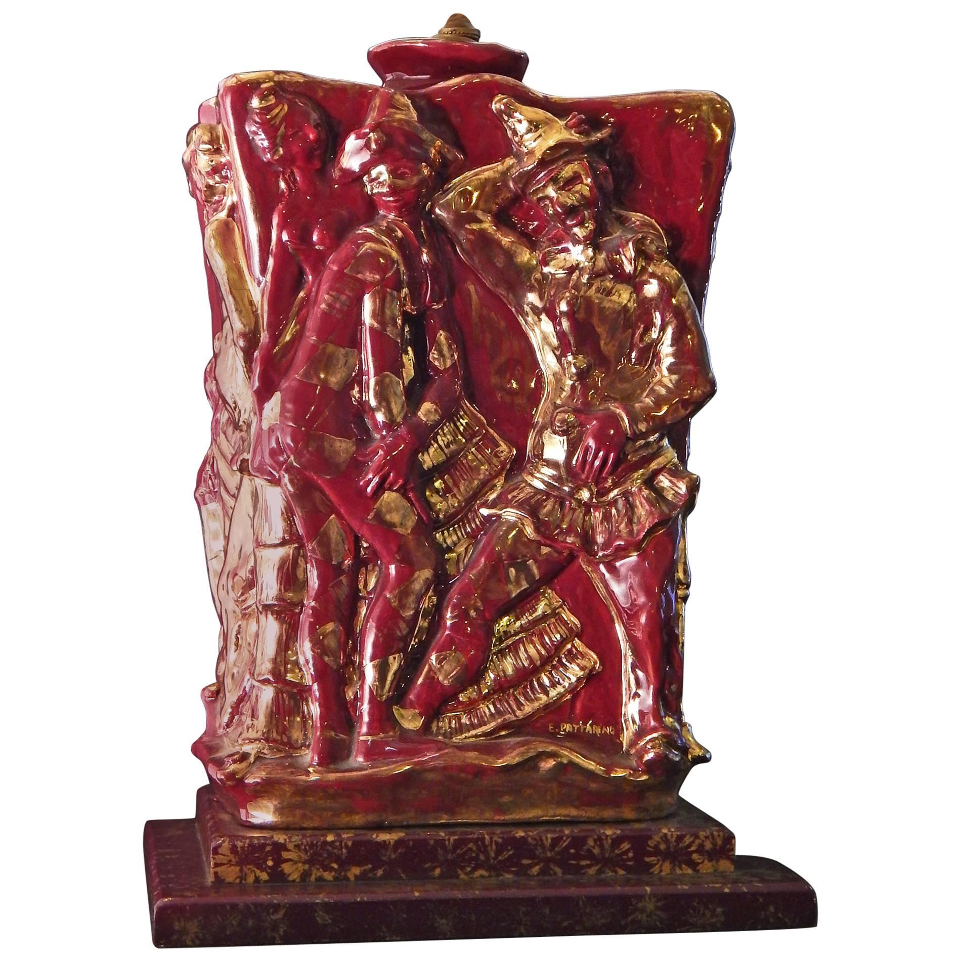 ""Venezianischer Karneval", hochskulpturale Mid-Century-Lampen von Eugenio Pattarino