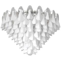 Italian Murano Milky White "Rondine" Glass Chandelier by Vistosi 4