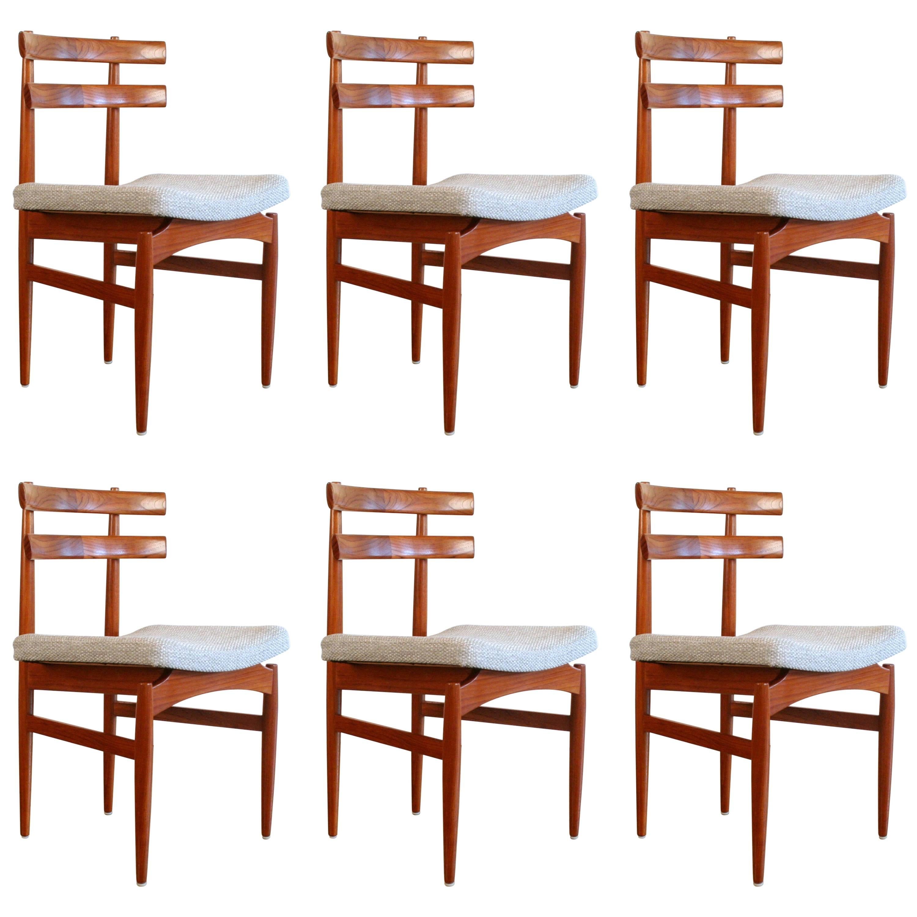 Set of Six Vintage Danish Teak Dining Chairs For Sale