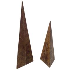 Pair of Mid-Century Pair of Lacquered Goatskin  Pyramid Sculptures 