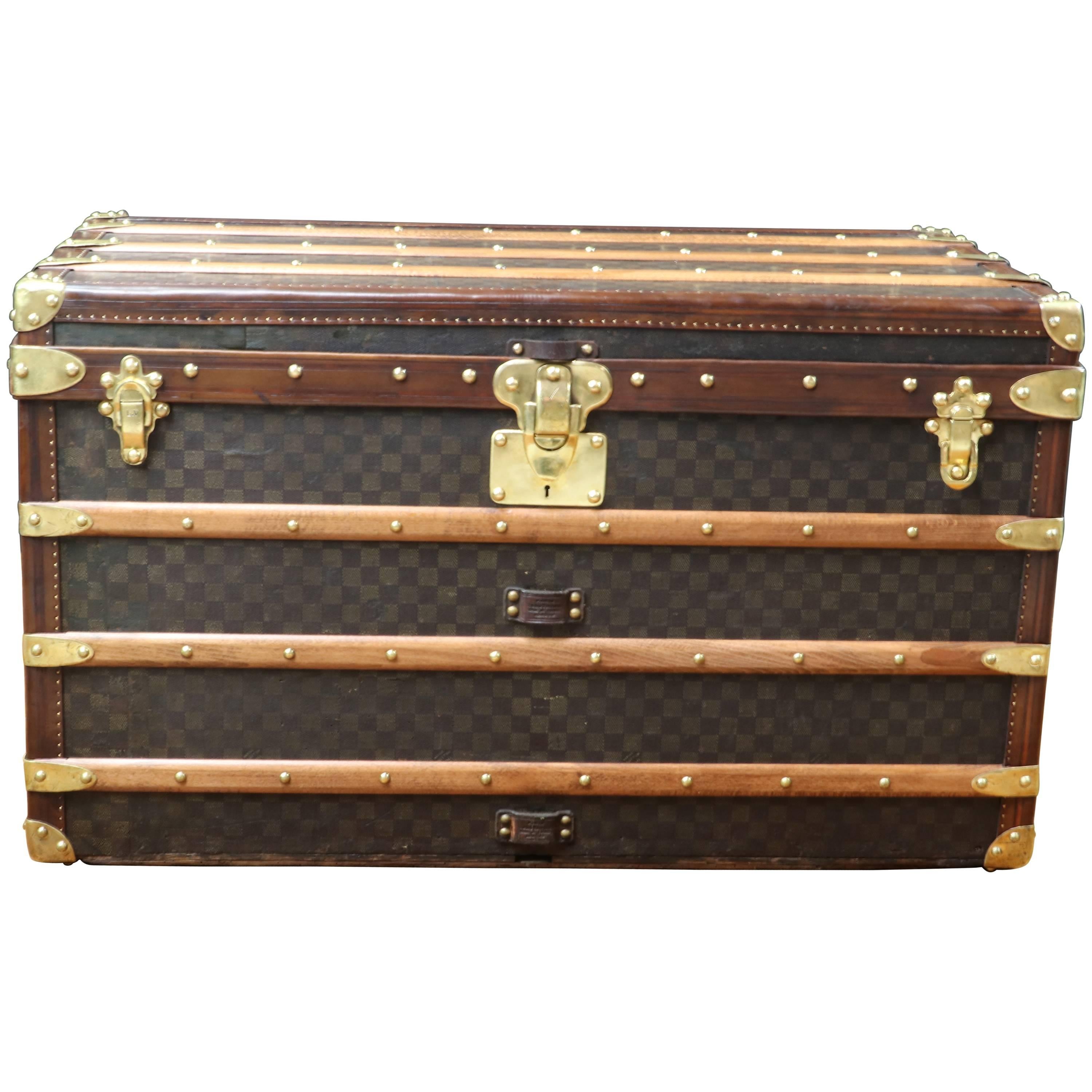 1900s Louis Vuitton Damier Canvas Steamer Trunk/ Malle Courrier
