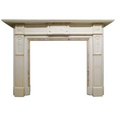 Antique English Fireplace Mantel in Statuary White Marble 9
