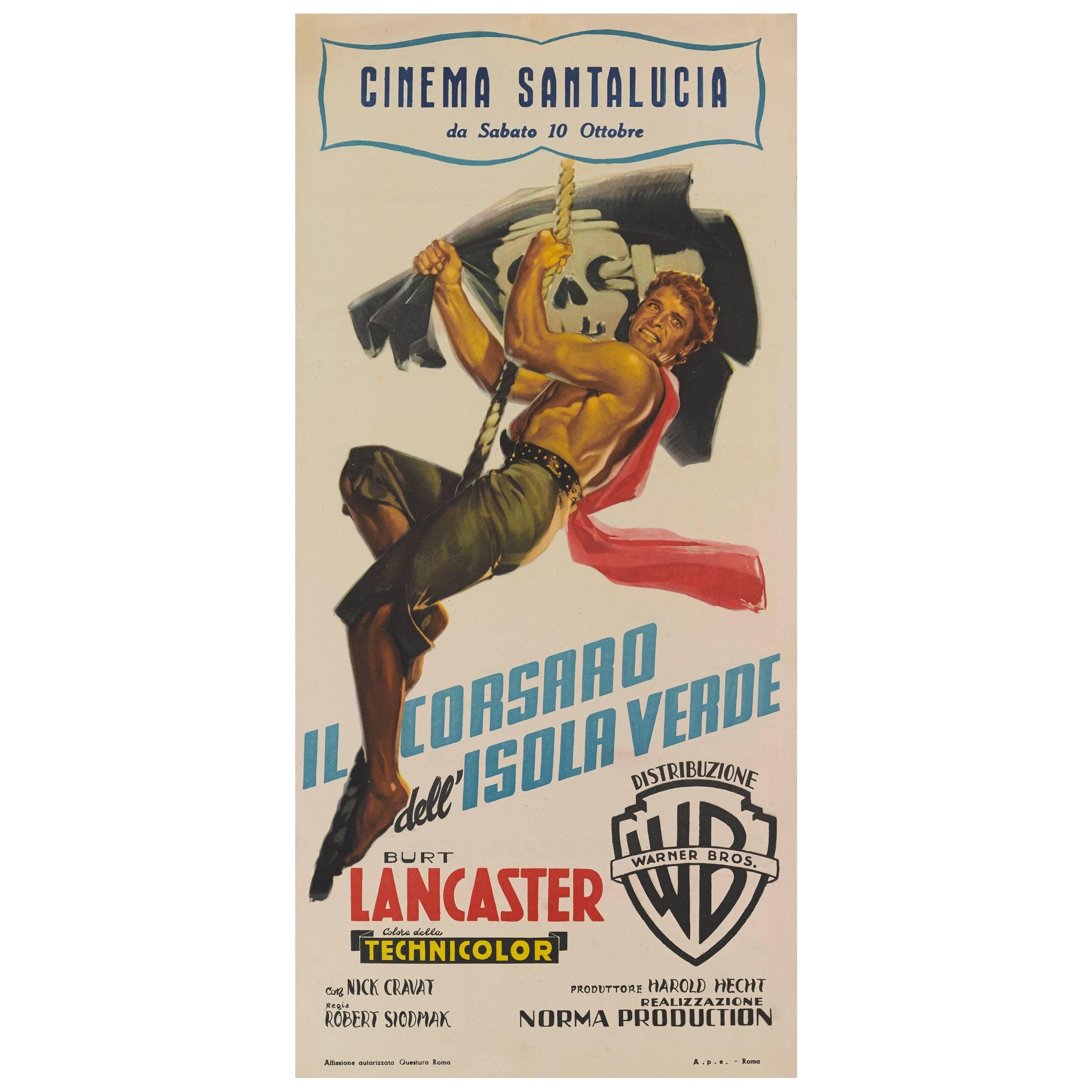 « The Crimson Pirate / Il Corsaro Dell Isola Verde » - Affiche d'origine du film italien en vente