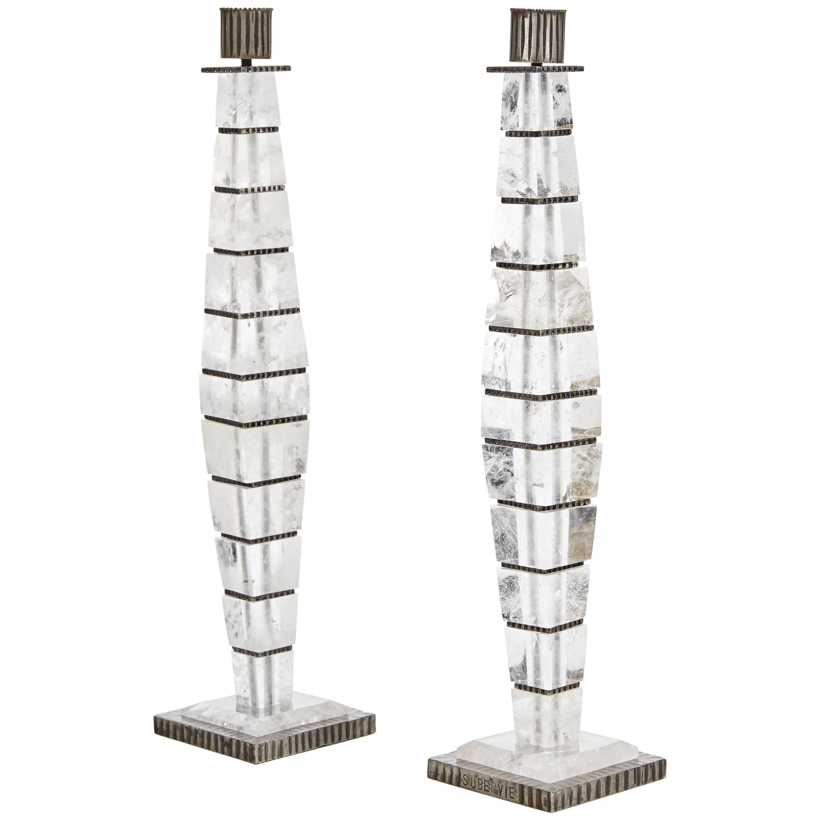 A Pair of Square Candlesticks by Sylvain Subervie, 2003