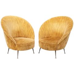 Chic Pair of Armchairs in Ico Parisi Style