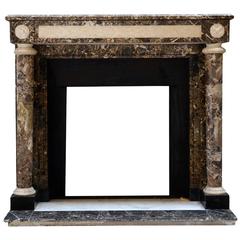 Louis XVI Style Emperador Marble Fireplace, 19th Century