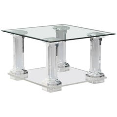 Italian lucite and glass Side Table