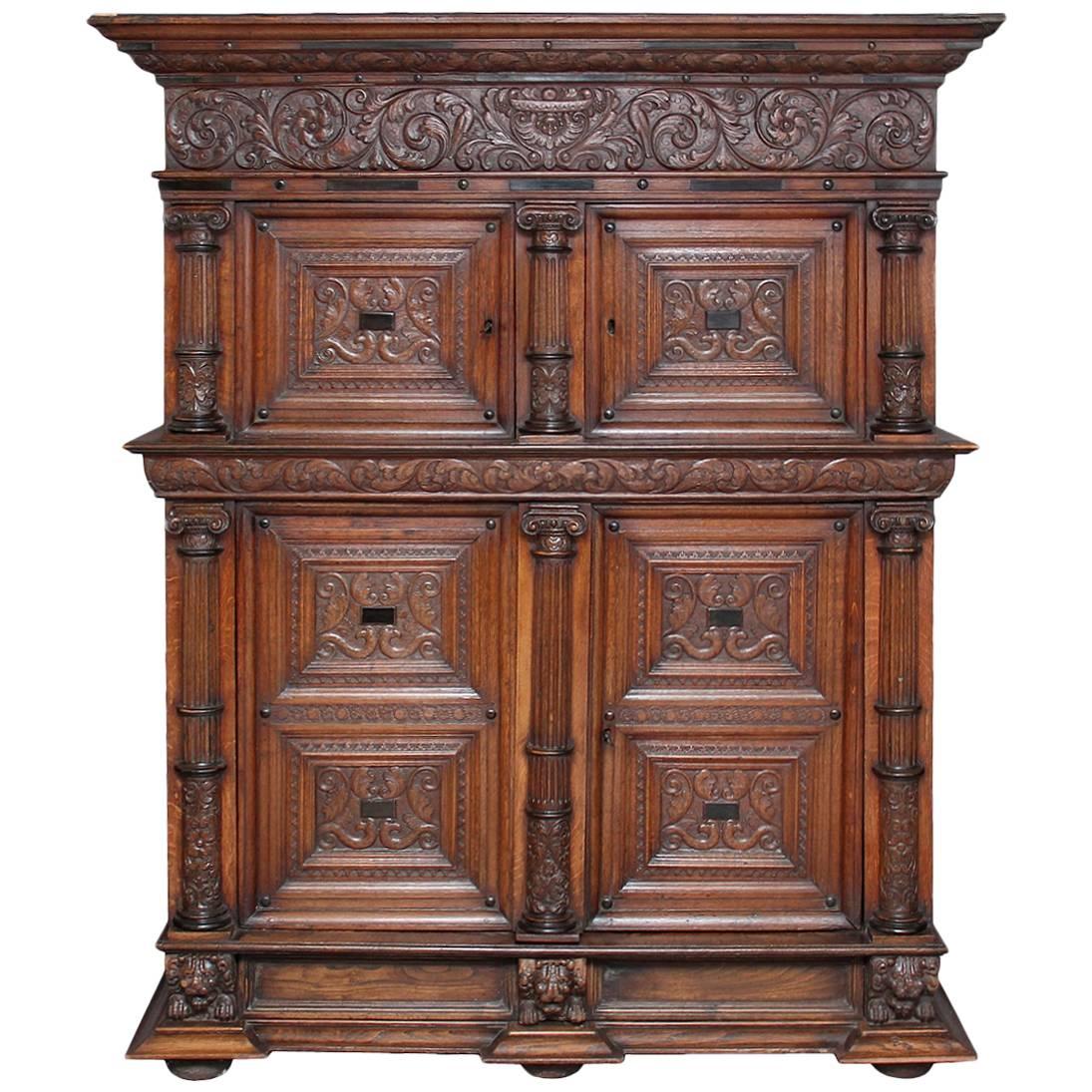 18th Century Carved Flemish Oak Cupboard