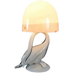 Vintage Murano Swan Crystal Glass Table Lamp, 1960s